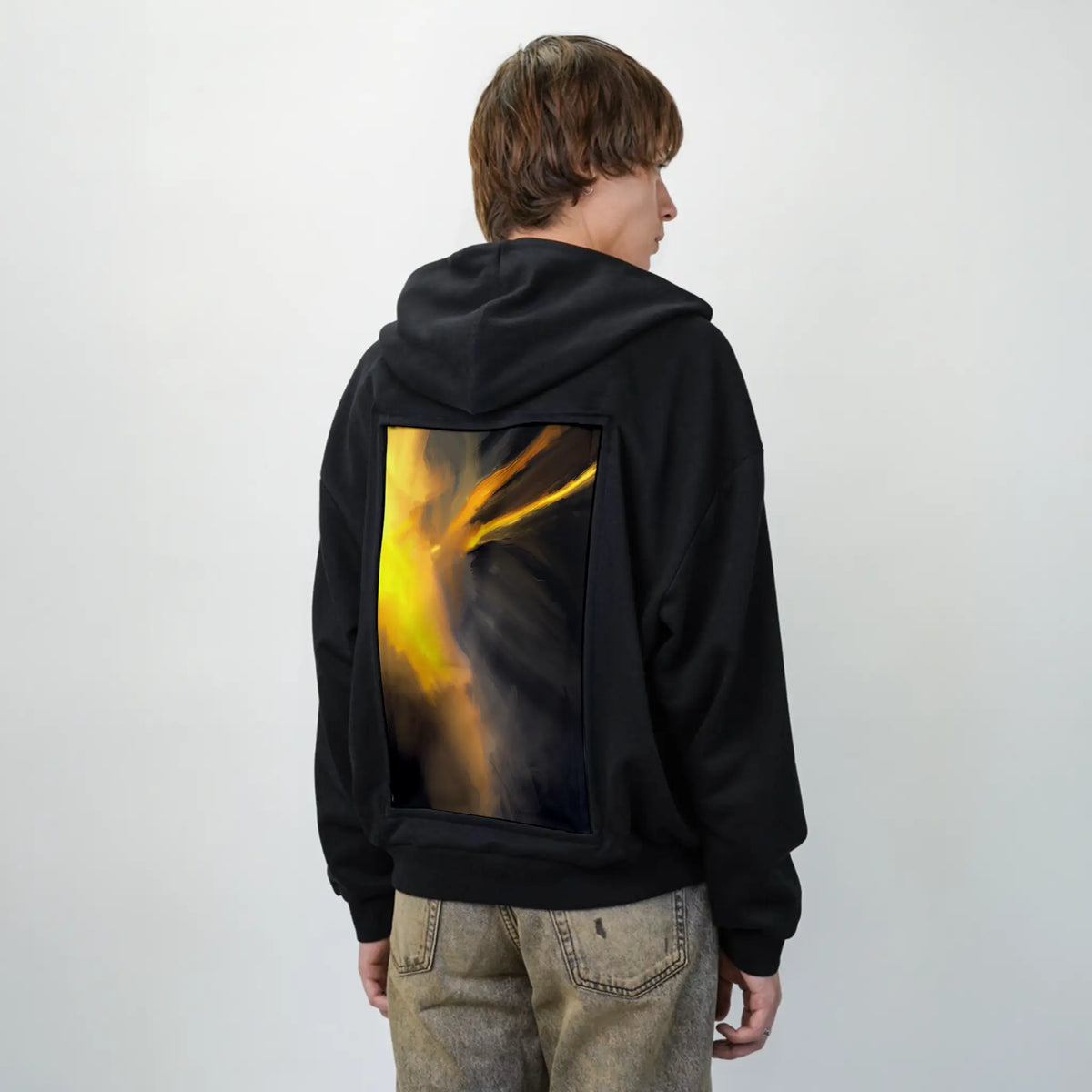 hisessence patch on male essential zip hoodie in after hours