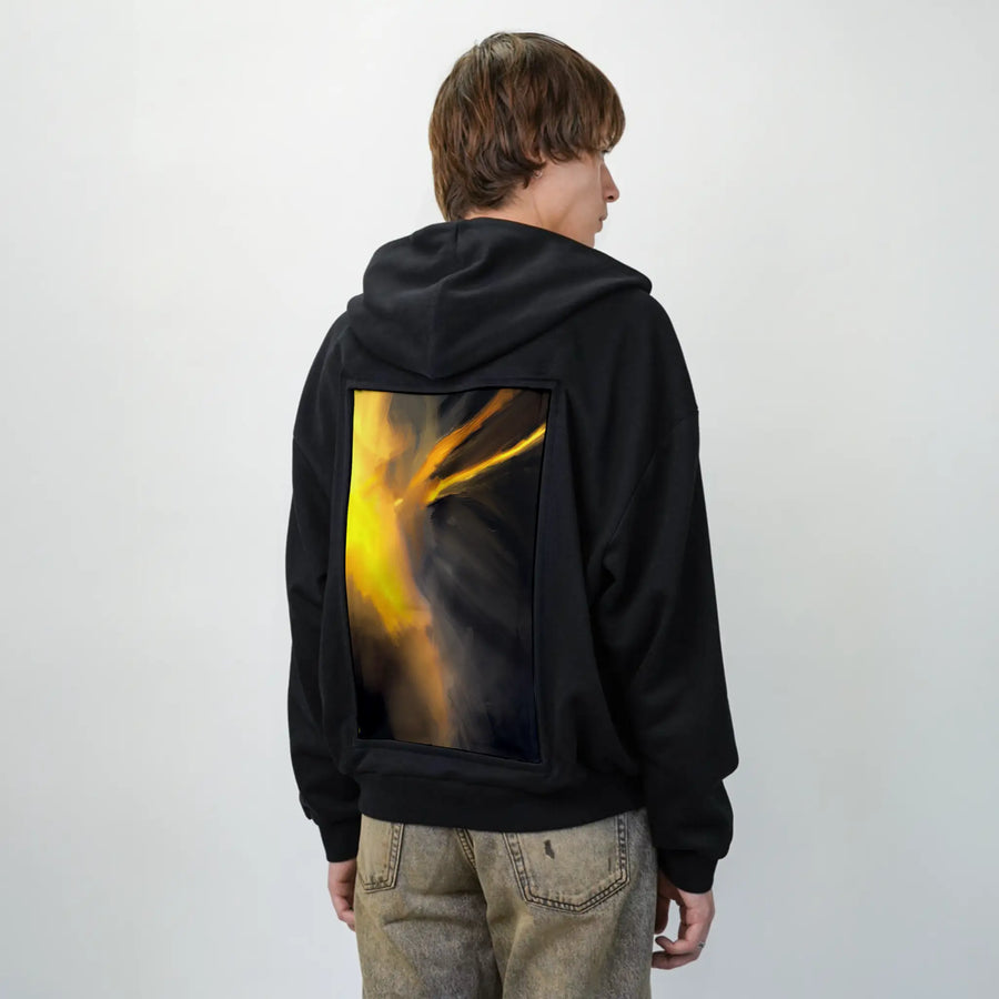 hisessence patch on male essential zip hoodie in after hours