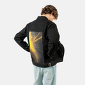 hisessence patch on male og denim jacket in raven