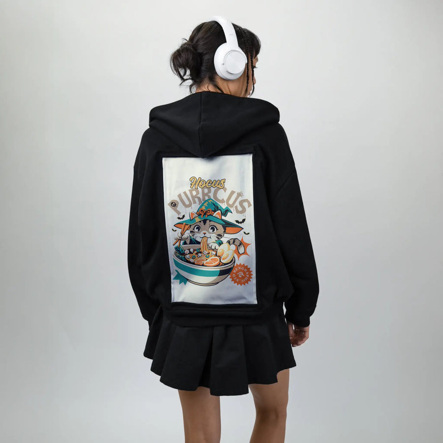 hocuspurrcus patch on female essential zip hoodie in after hours