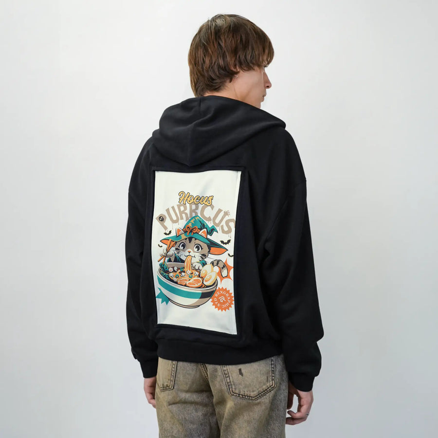 hocuspurrcus patch on male essential zip hoodie in after hours