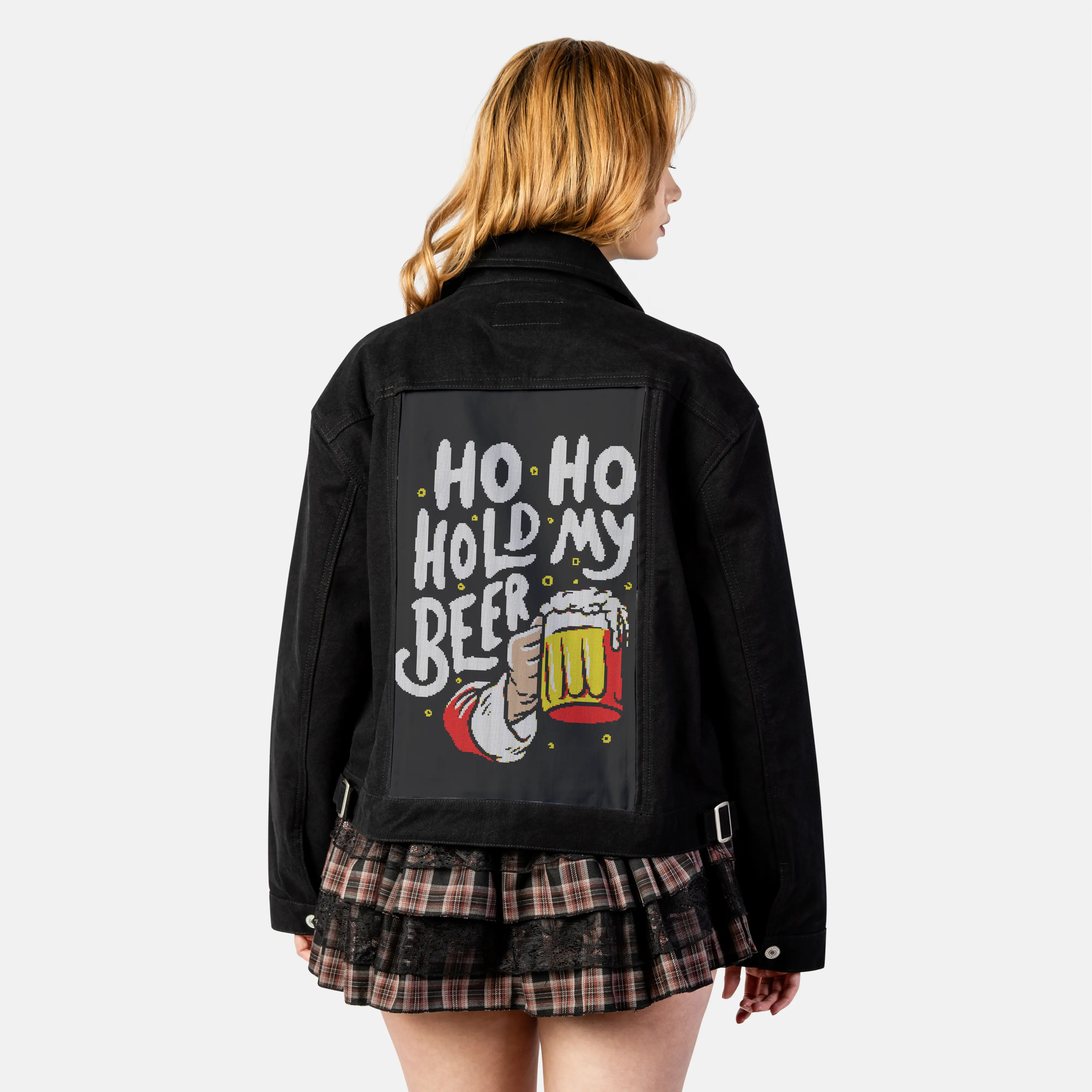 hohoholdmybeer patch on female atelier canvas jacket in nightfall