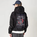 hohoholydrunk patch on male retro cord hoodie in onyx