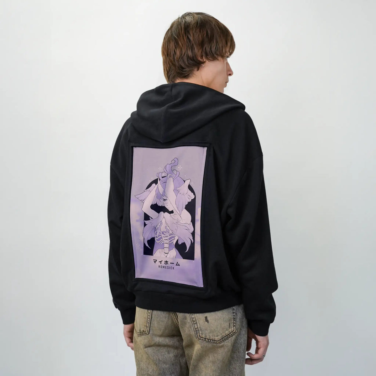 homesick patch on male essential zip hoodie in after hours