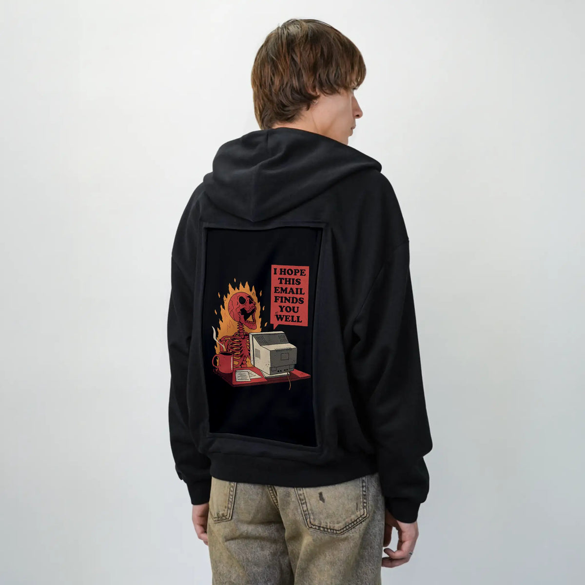 hopethisemailfindsyouwell patch on male essential zip hoodie in after hours