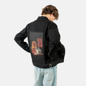 hopethisemailfindsyouwell patch on male og denim jacket in raven