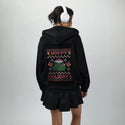 hoppyholidays patch on female essential zip hoodie in after hours