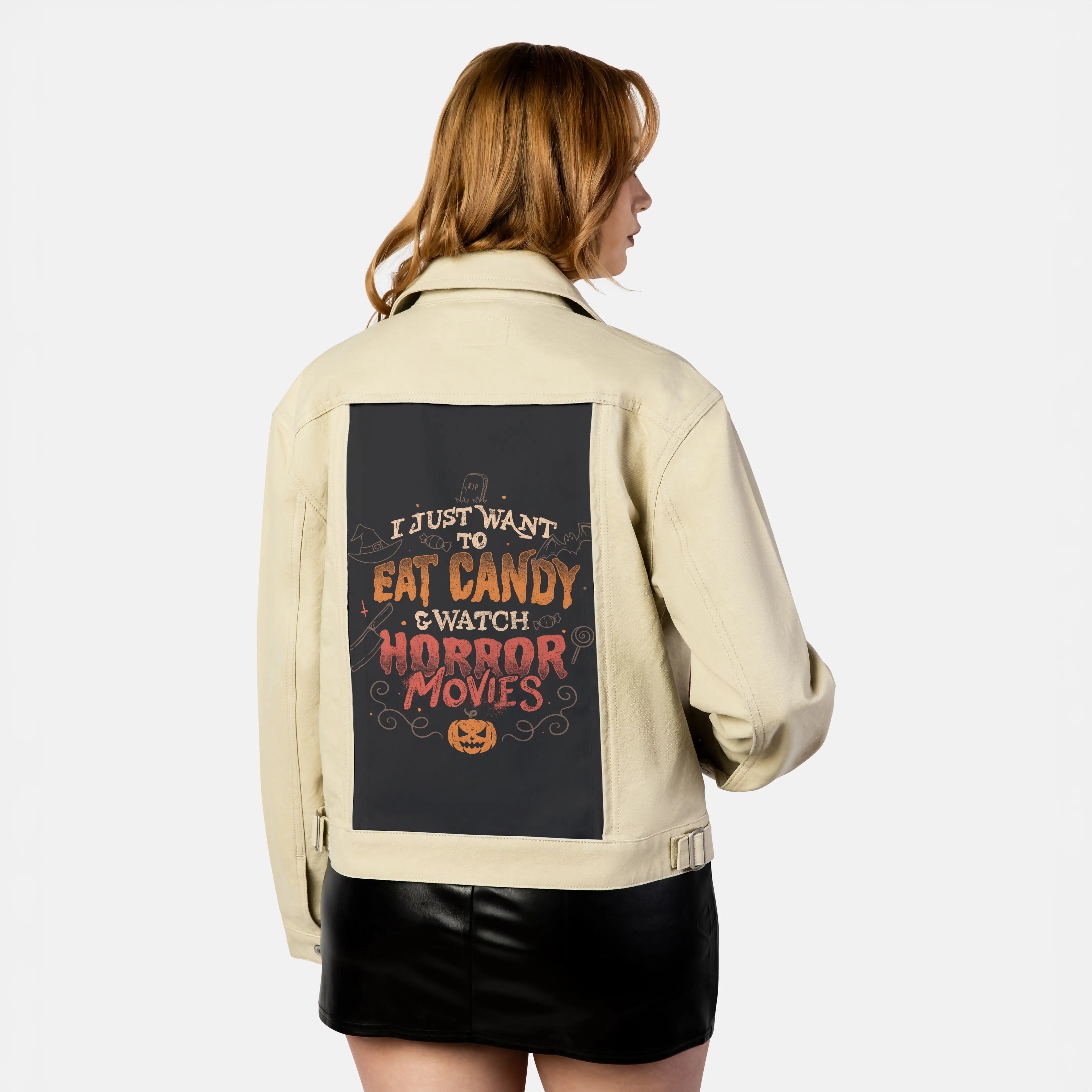 horrorandcandy patch on female atelier canvas jacket in tan