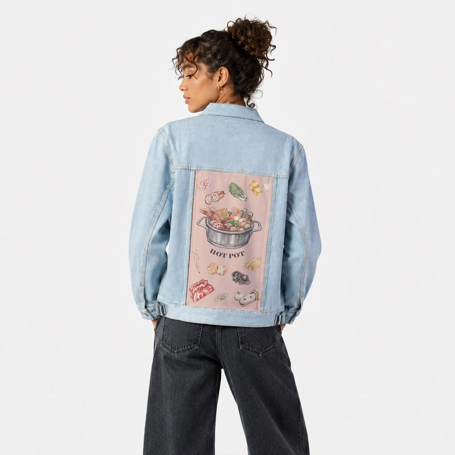 hotpot patch on female og denim jacket in oceanside