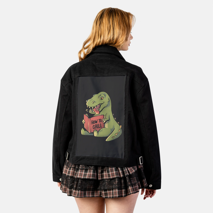 howtogrill patch on female atelier canvas jacket in nightfall