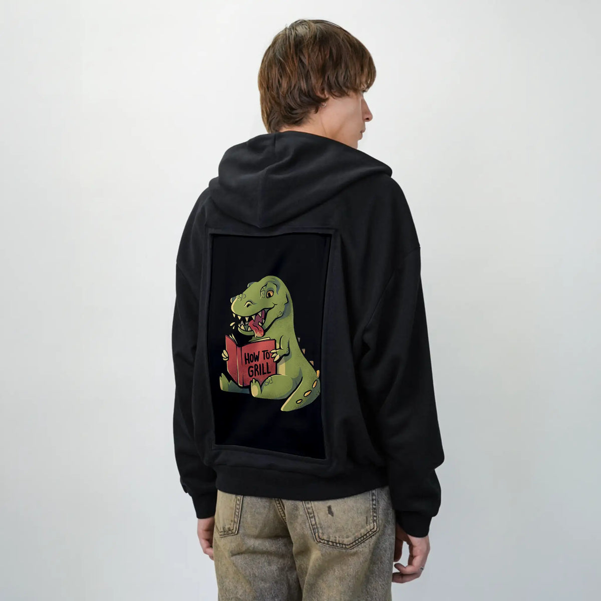 howtogrill patch on male essential zip hoodie in after hours