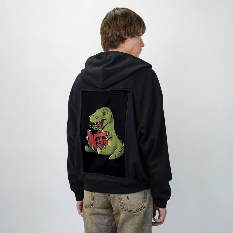 howtogrill patch on male essential zip hoodie in after hours