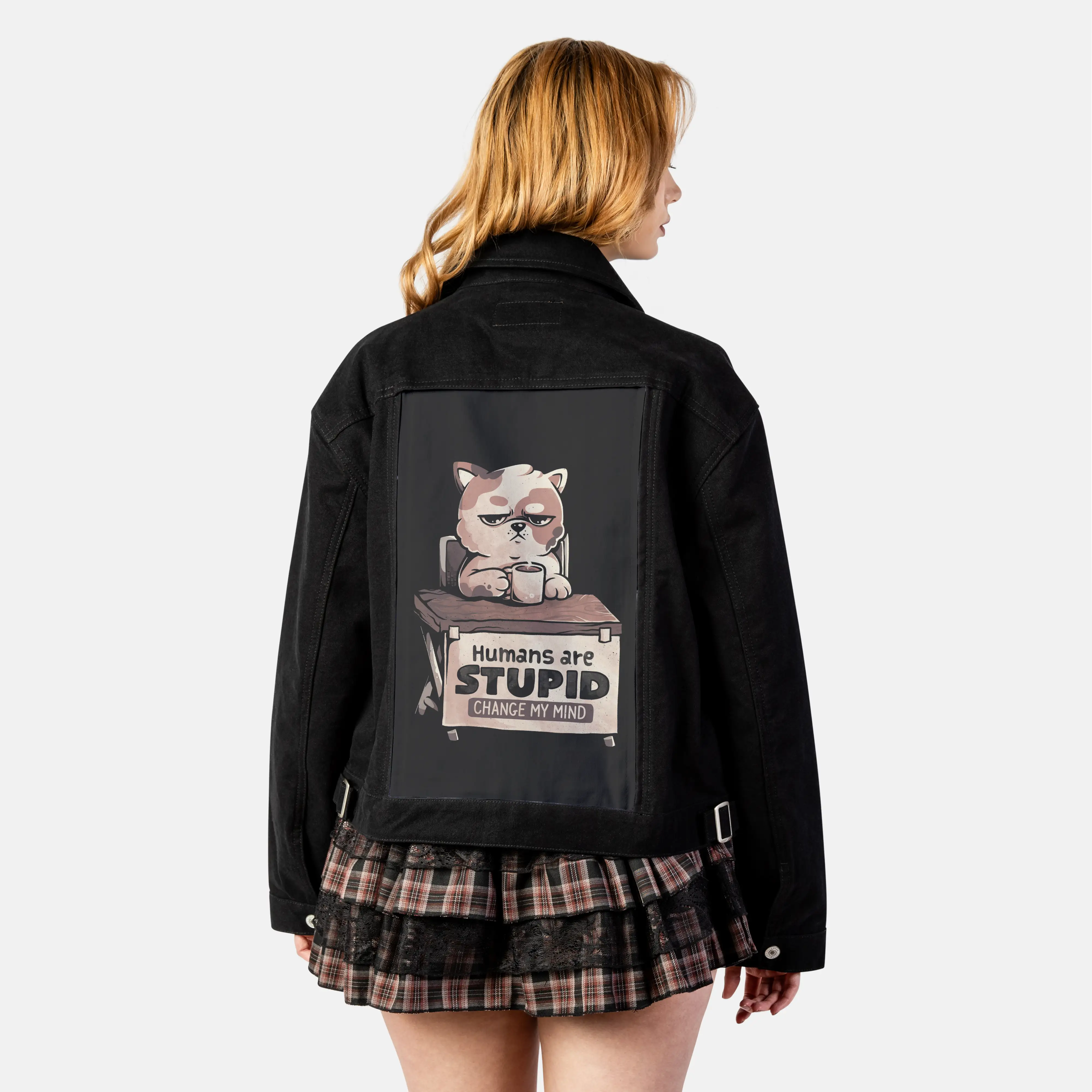 humansarestupid patch on female atelier canvas jacket in nightfall