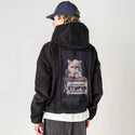 humansarestupid patch on male retro cord hoodie in onyx