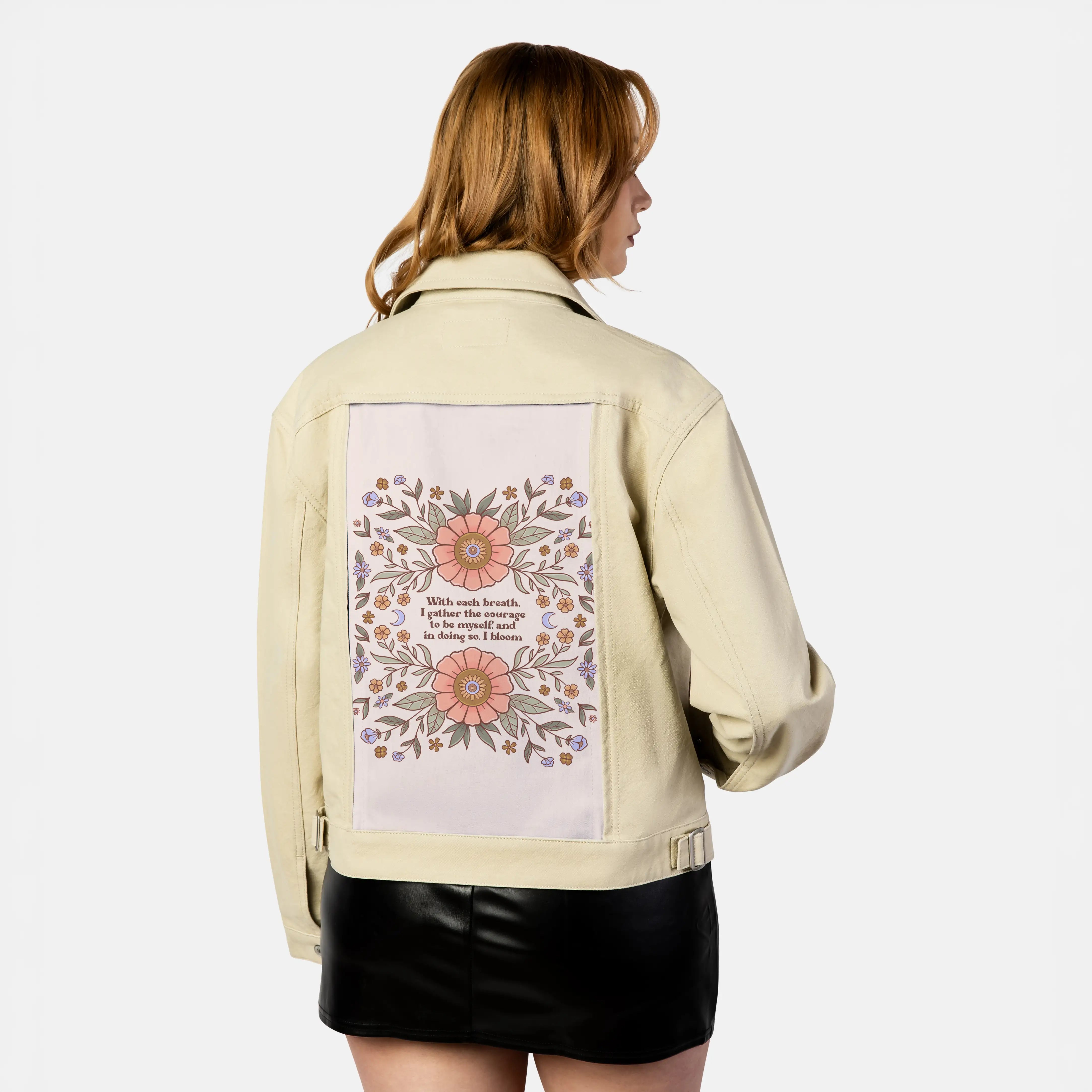 ibloom patch on female atelier canvas jacket in tan
