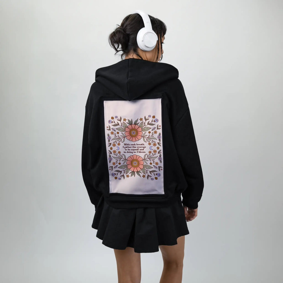 ibloom patch on female essential zip hoodie in after hours