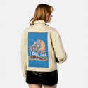 icallthishappiness patch on female atelier canvas jacket in tan