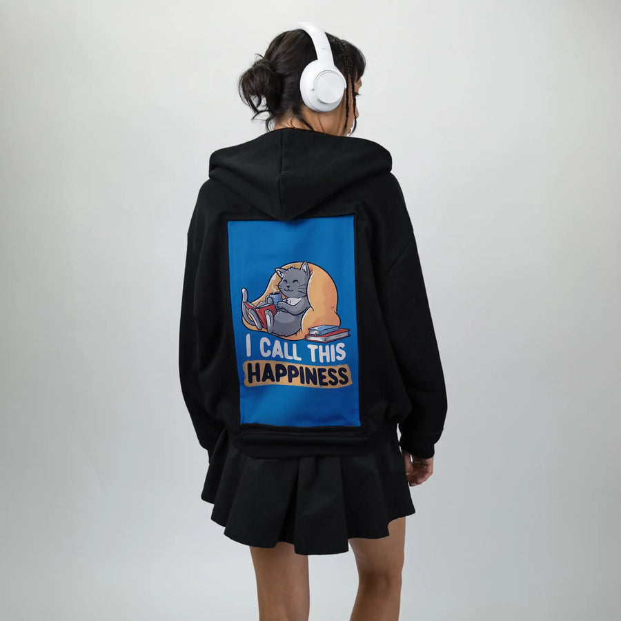 icallthishappiness patch on female essential zip hoodie in after hours
