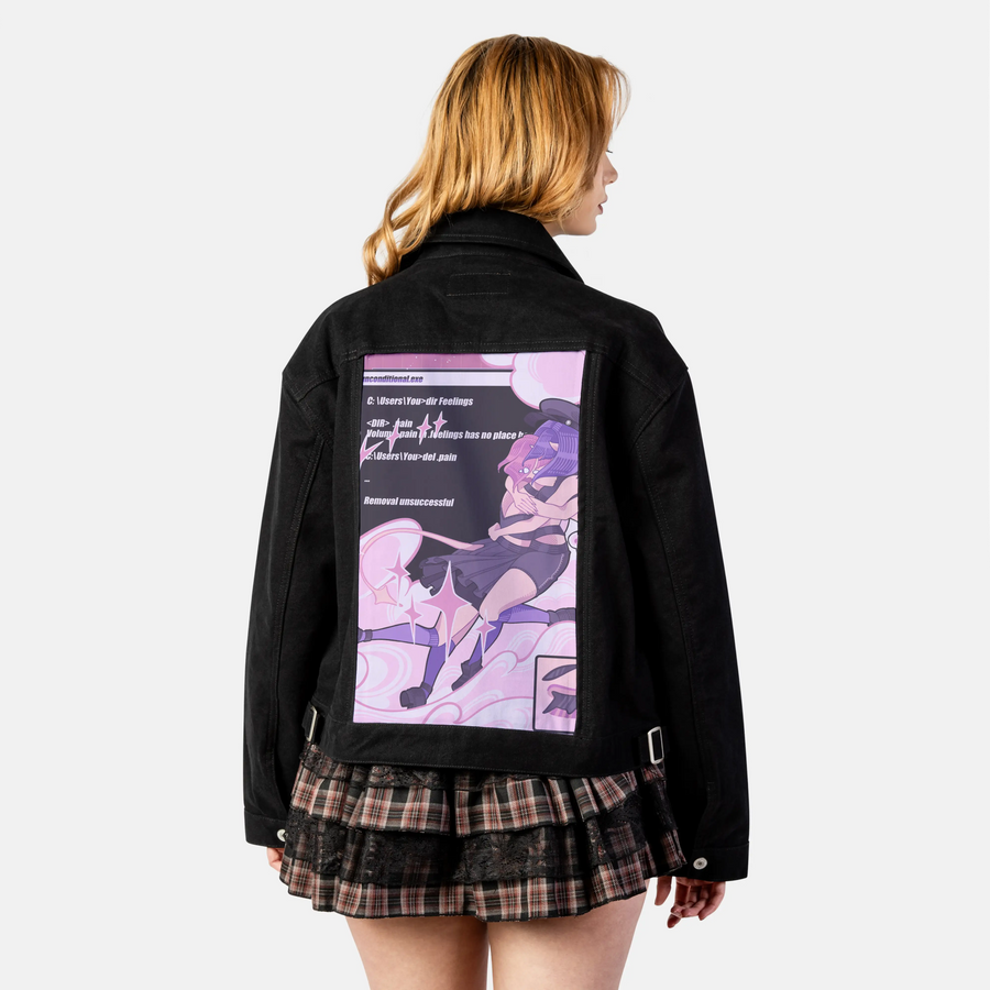 ihatetoseeyoucry patch on female atelier canvas jacket in nightfall