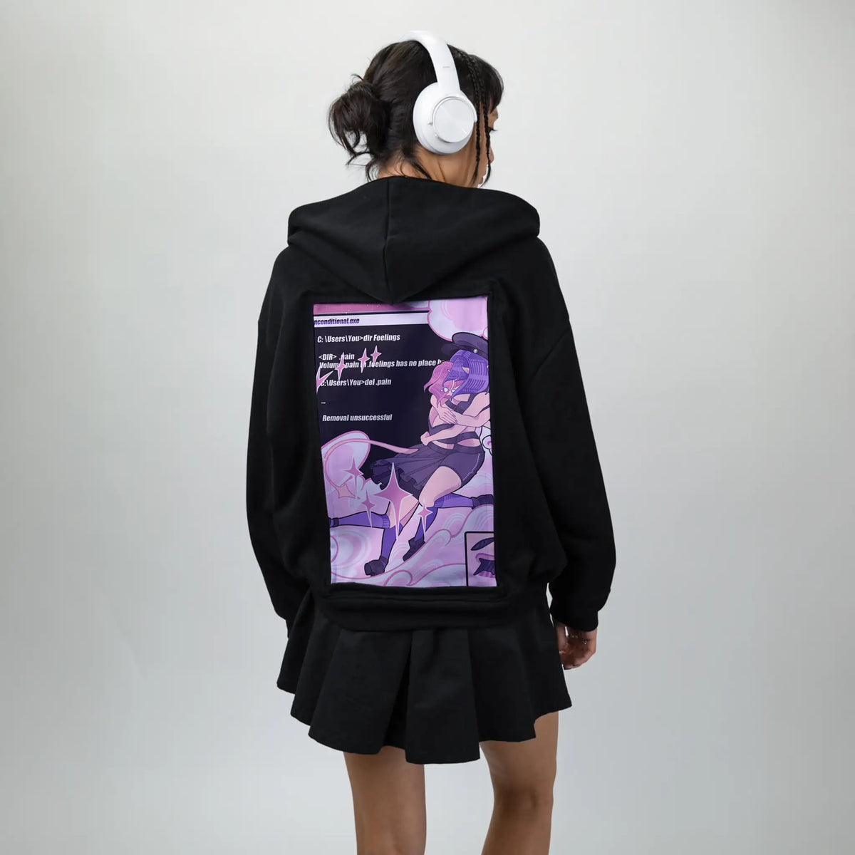ihatetoseeyoucry patch on female essential zip hoodie in after hours