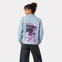ihatetoseeyoucry patch on female og denim jacket in oceanside