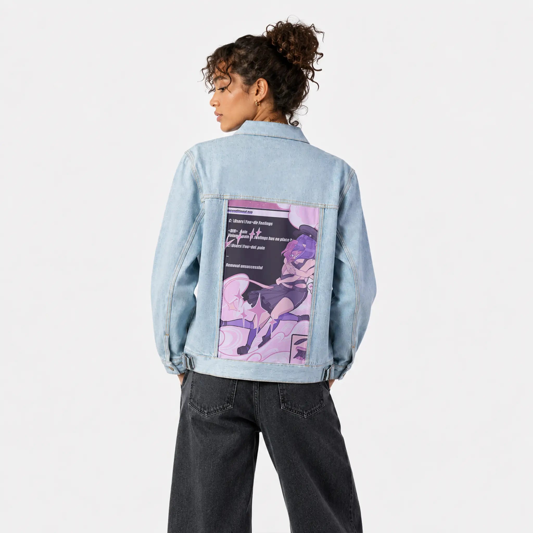 ihatetoseeyoucry patch on female og denim jacket in oceanside