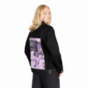 ihatetoseeyoucry patch on female og denim jacket in raven