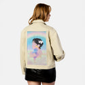 imaginarybestie patch on female atelier canvas jacket in tan