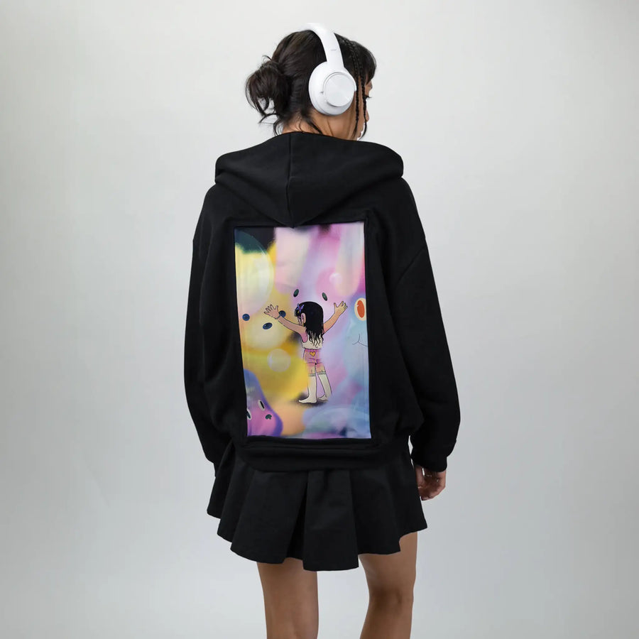 imaginaryfriends patch on female essential zip hoodie in after hours