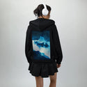 imaginaryworld patch on female essential zip hoodie in after hours