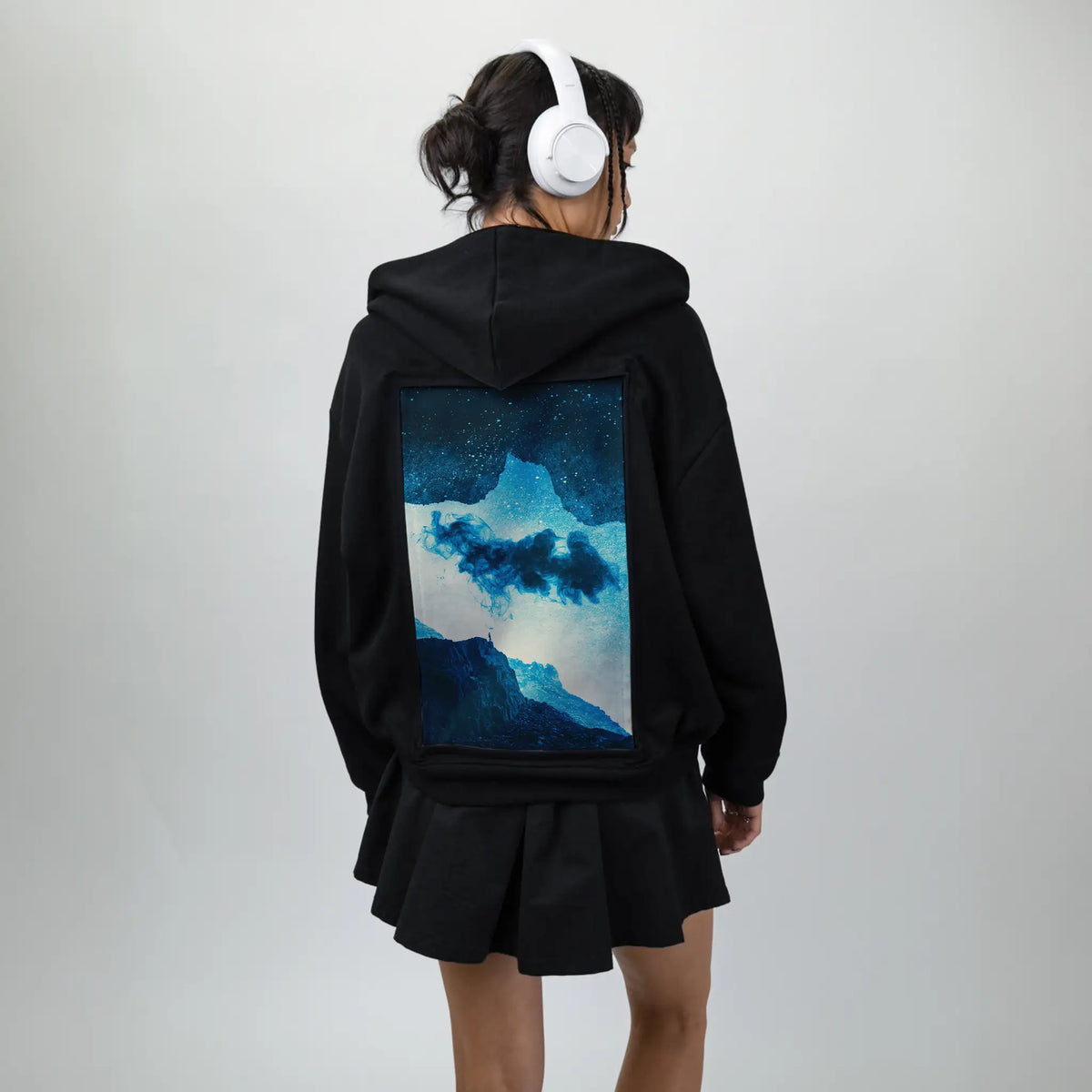imaginaryworld patch on female essential zip hoodie in after hours