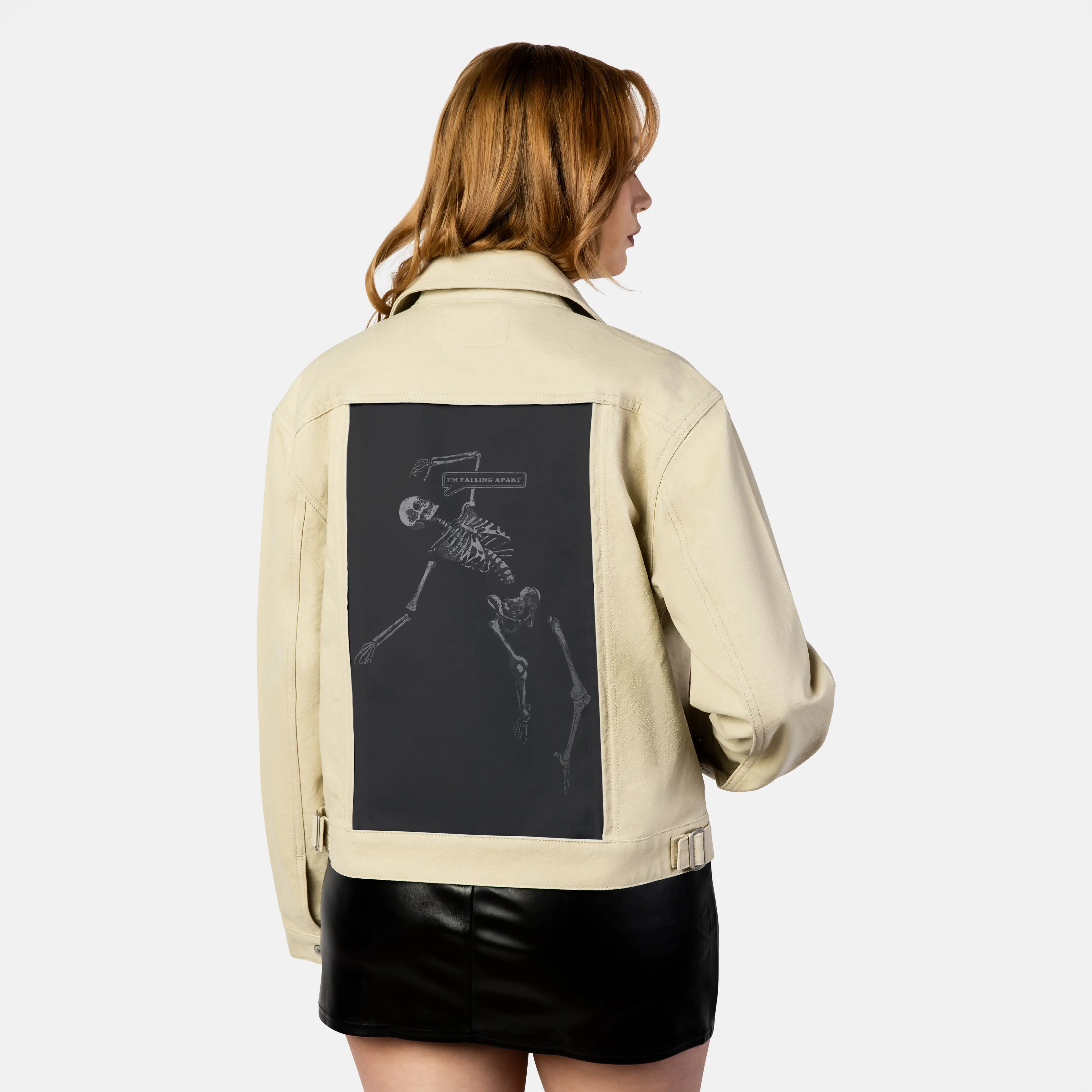 imfallingapart patch on female atelier canvas jacket in tan