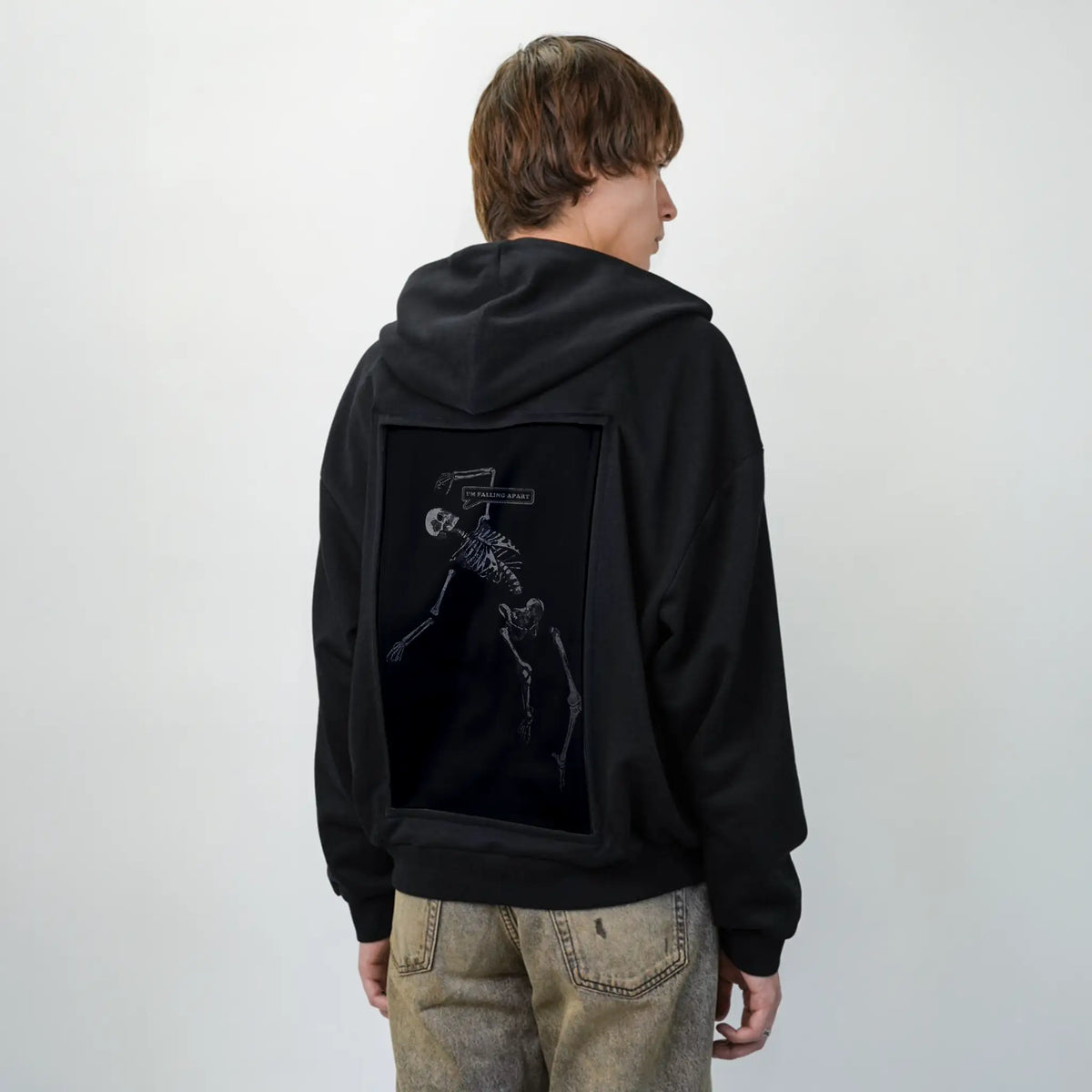 imfallingapart patch on male essential zip hoodie in after hours