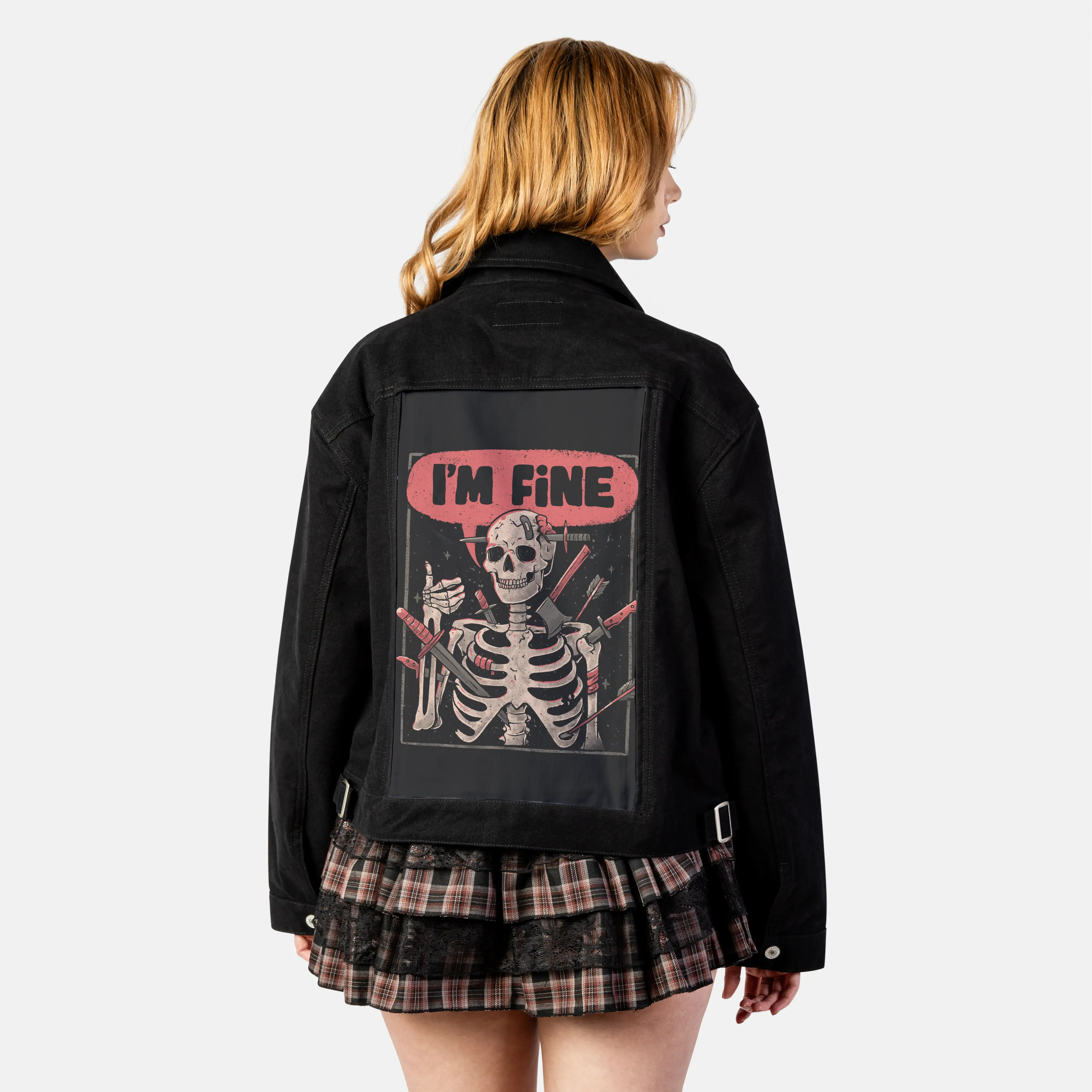 imfineskeleton patch on female atelier canvas jacket in nightfall