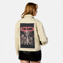imfineskeleton patch on female atelier canvas jacket in tan