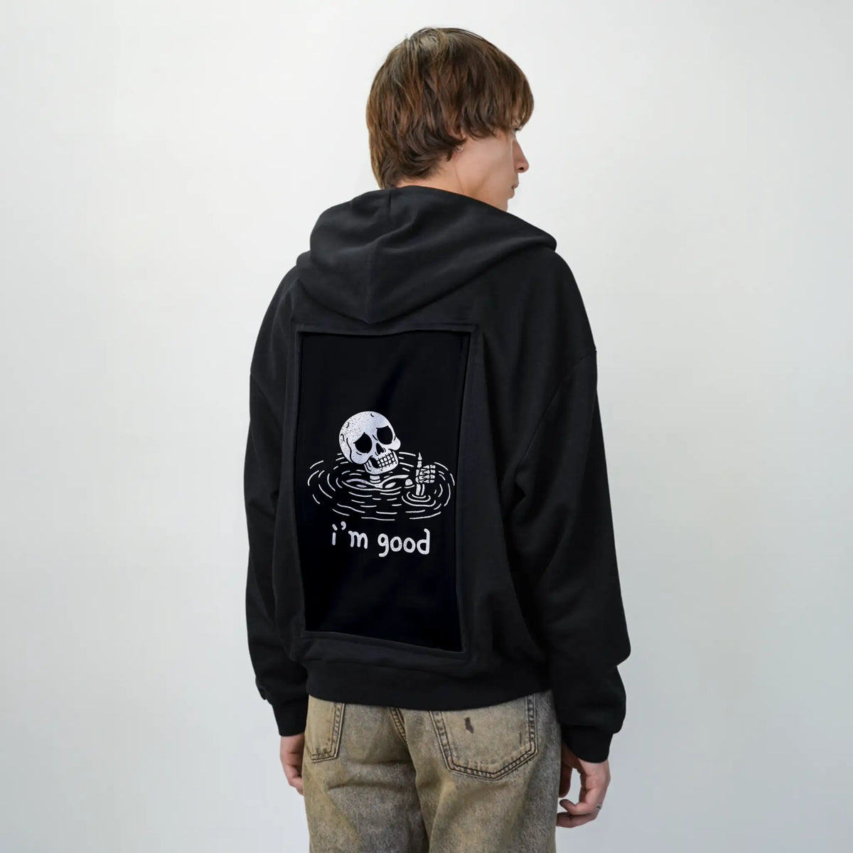 imgood patch on male essential zip hoodie in after hours