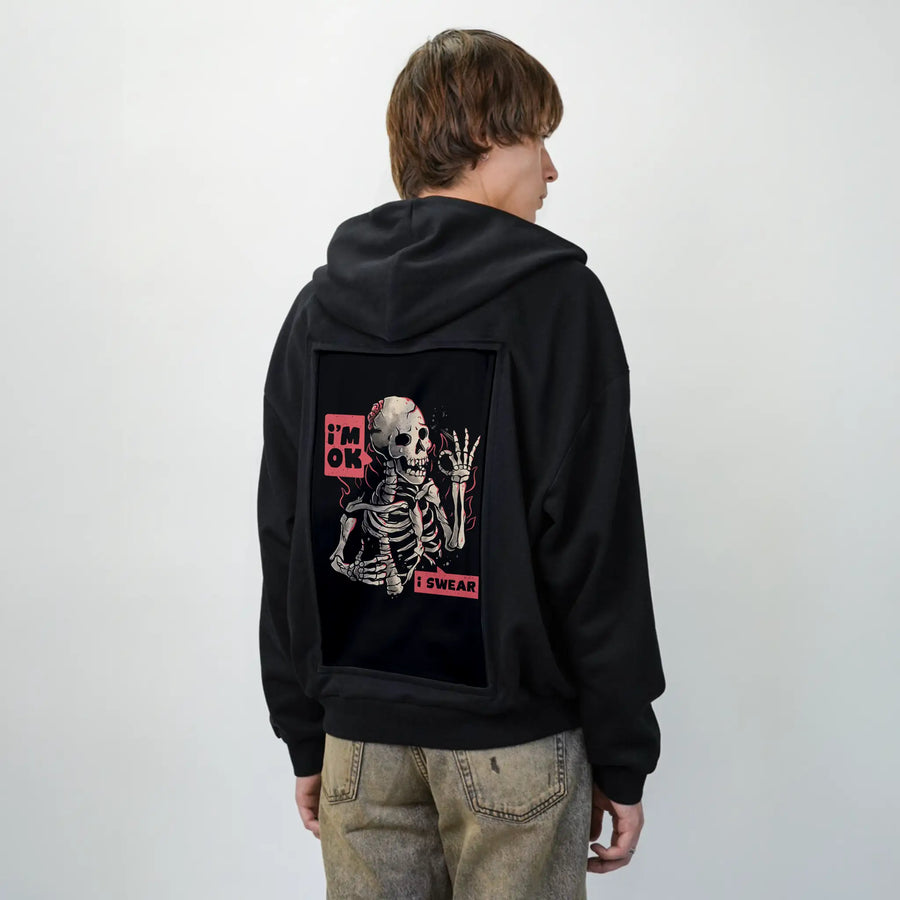 imokiswear patch on male essential zip hoodie in after hours