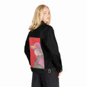 indieview patch on female og denim jacket in raven