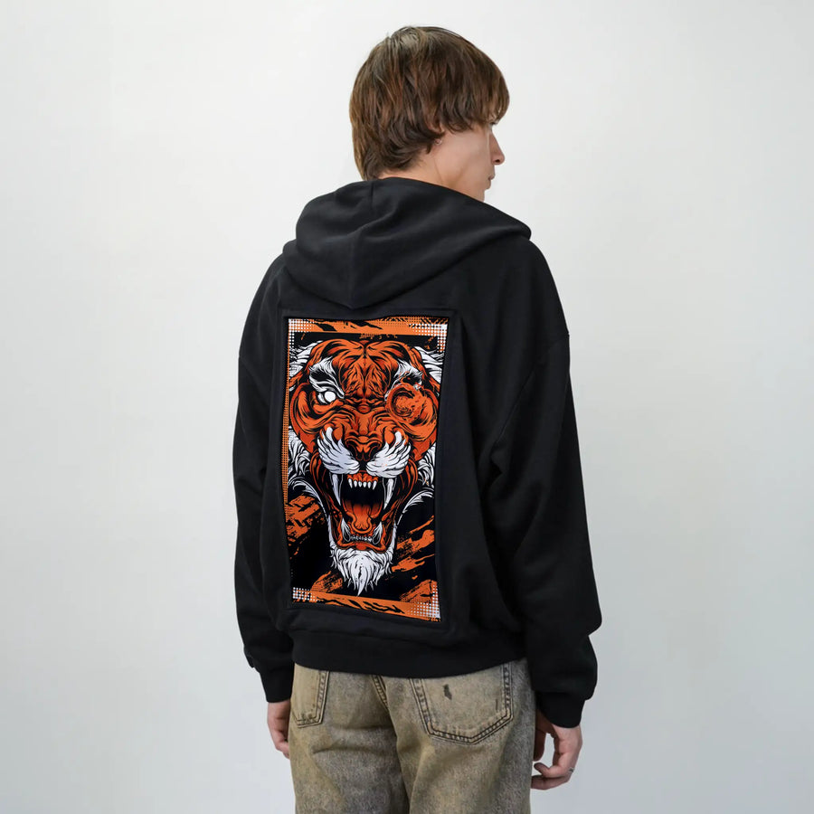 infernalbeast patch on male essential zip hoodie in after hours