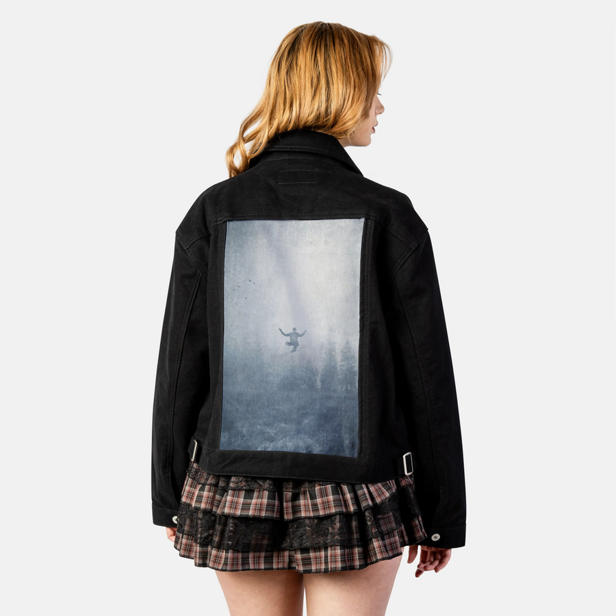 innerpeace patch on female atelier canvas jacket in nightfall