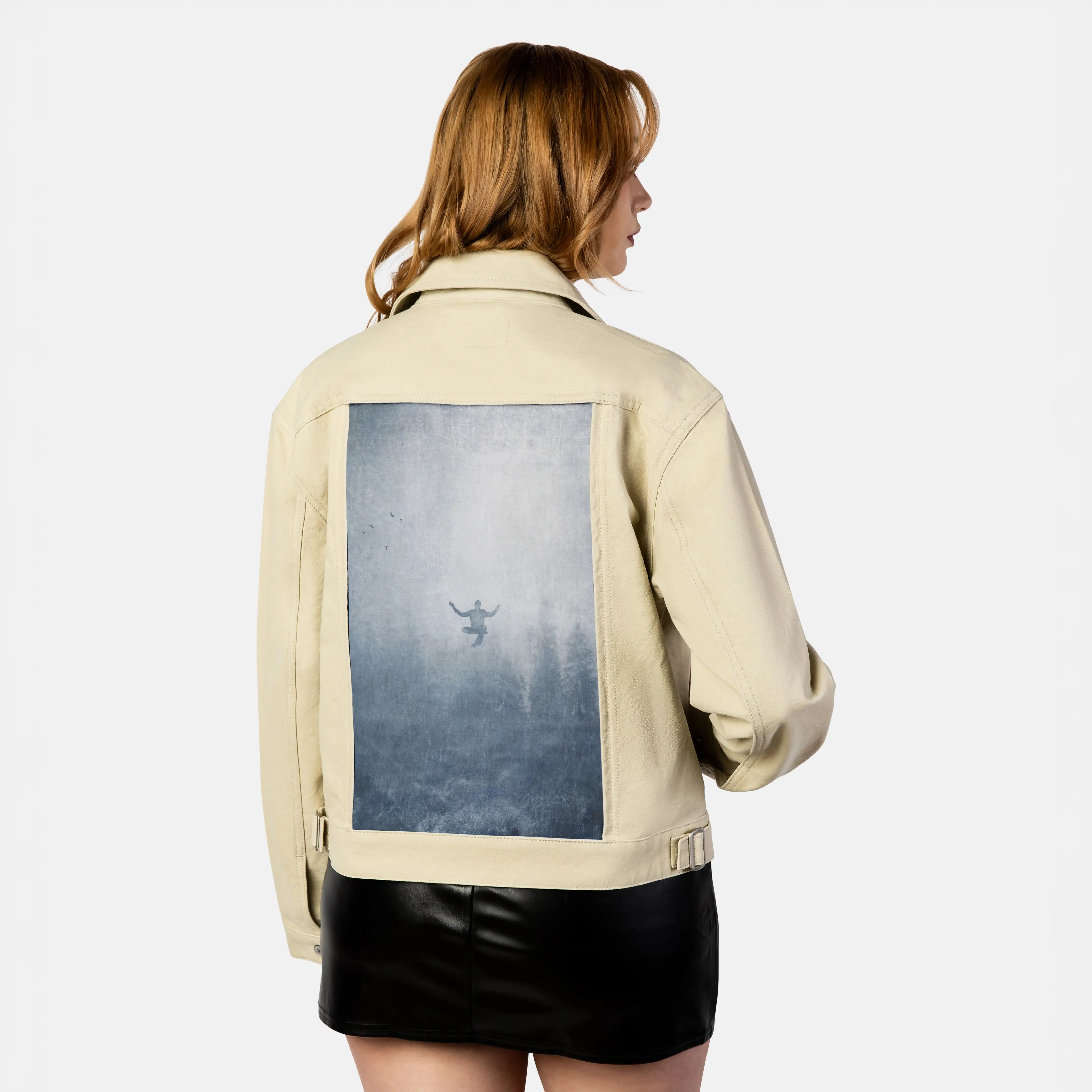 innerpeace patch on female atelier canvas jacket in tan