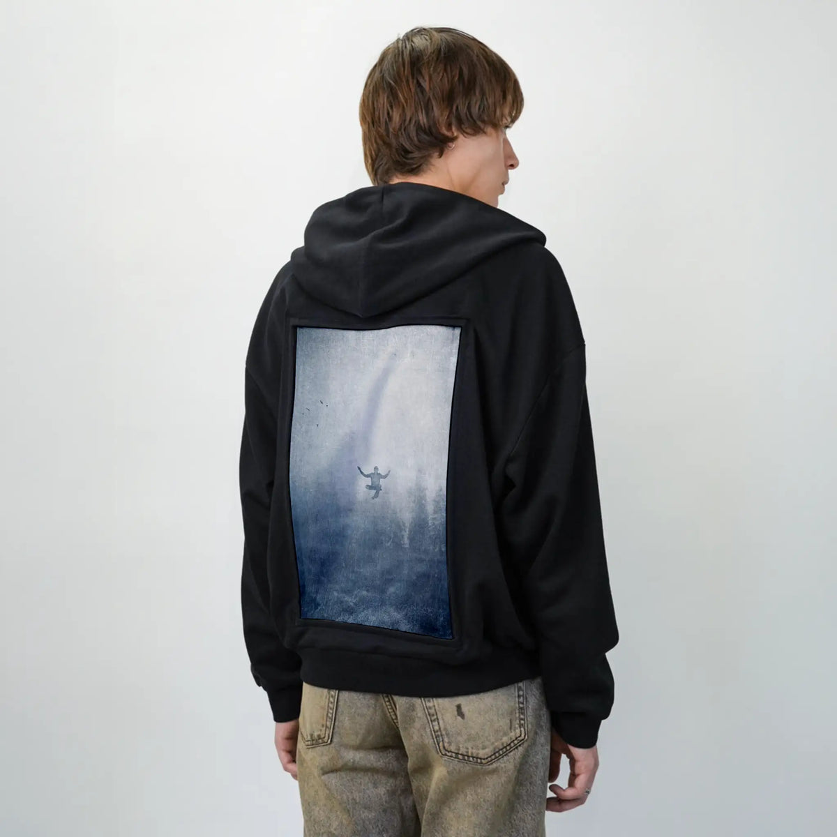 innerpeace patch on male essential zip hoodie in after hours