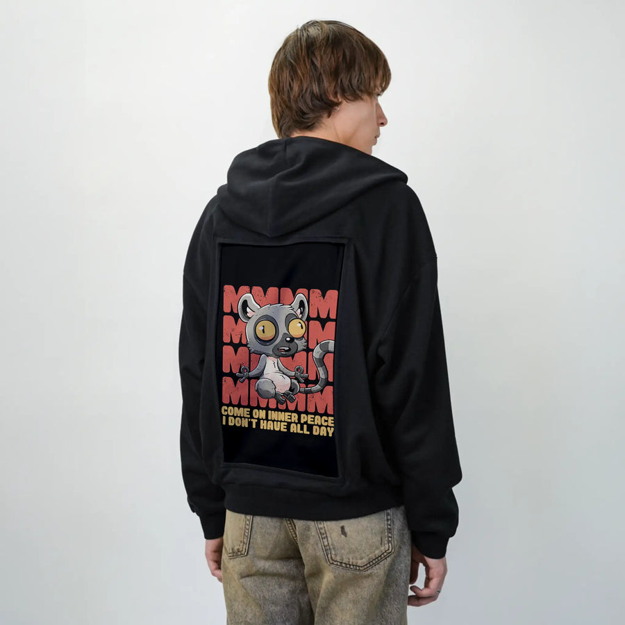 innerpeaceday patch on male essential zip hoodie in after hours