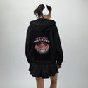 inpizzawecrust patch on female essential zip hoodie in after hours