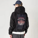 inpizzawecrust patch on male retro cord hoodie in onyx