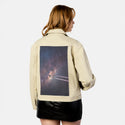 intergalacticii patch on female atelier canvas jacket in tan