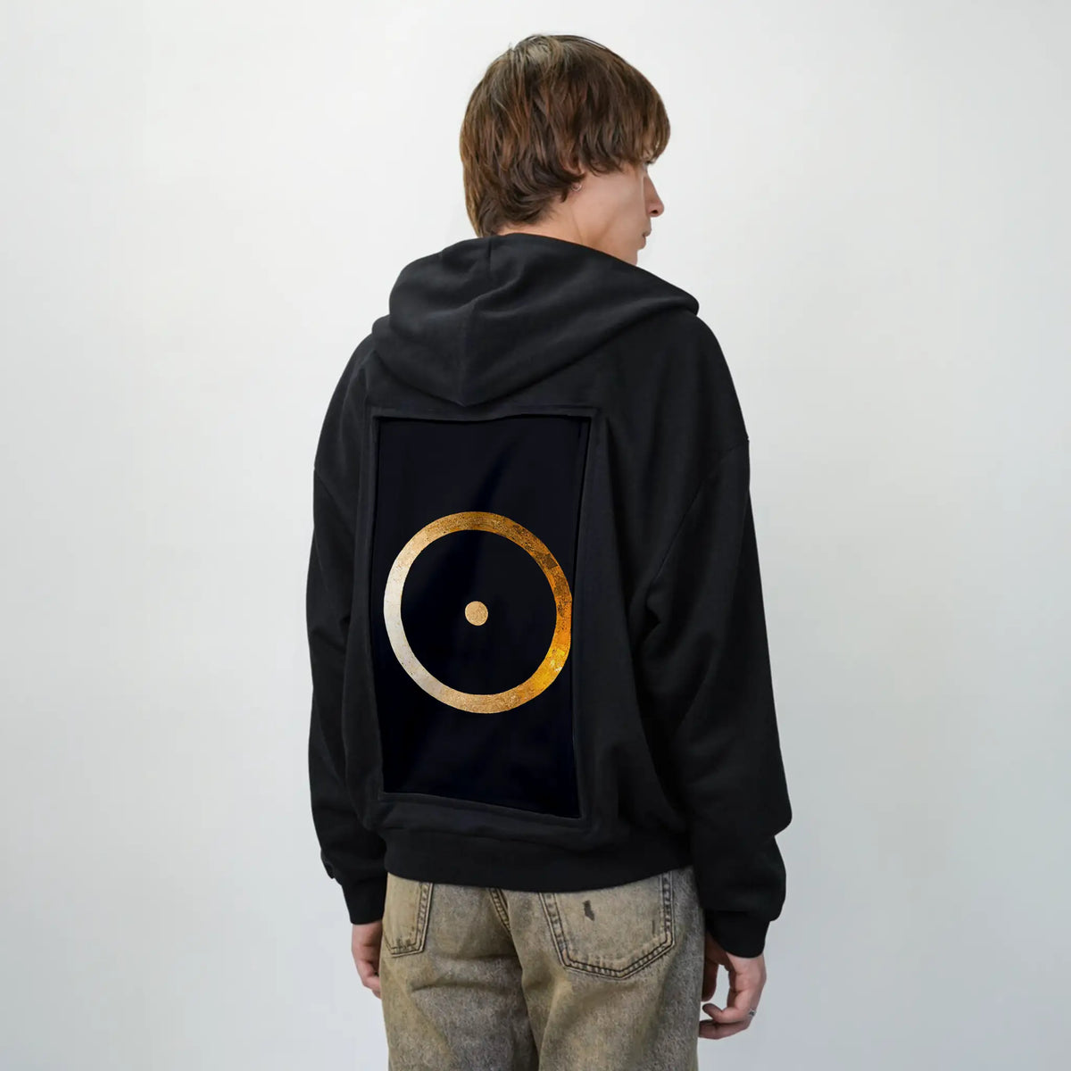 inthebeginning patch on male essential zip hoodie in after hours