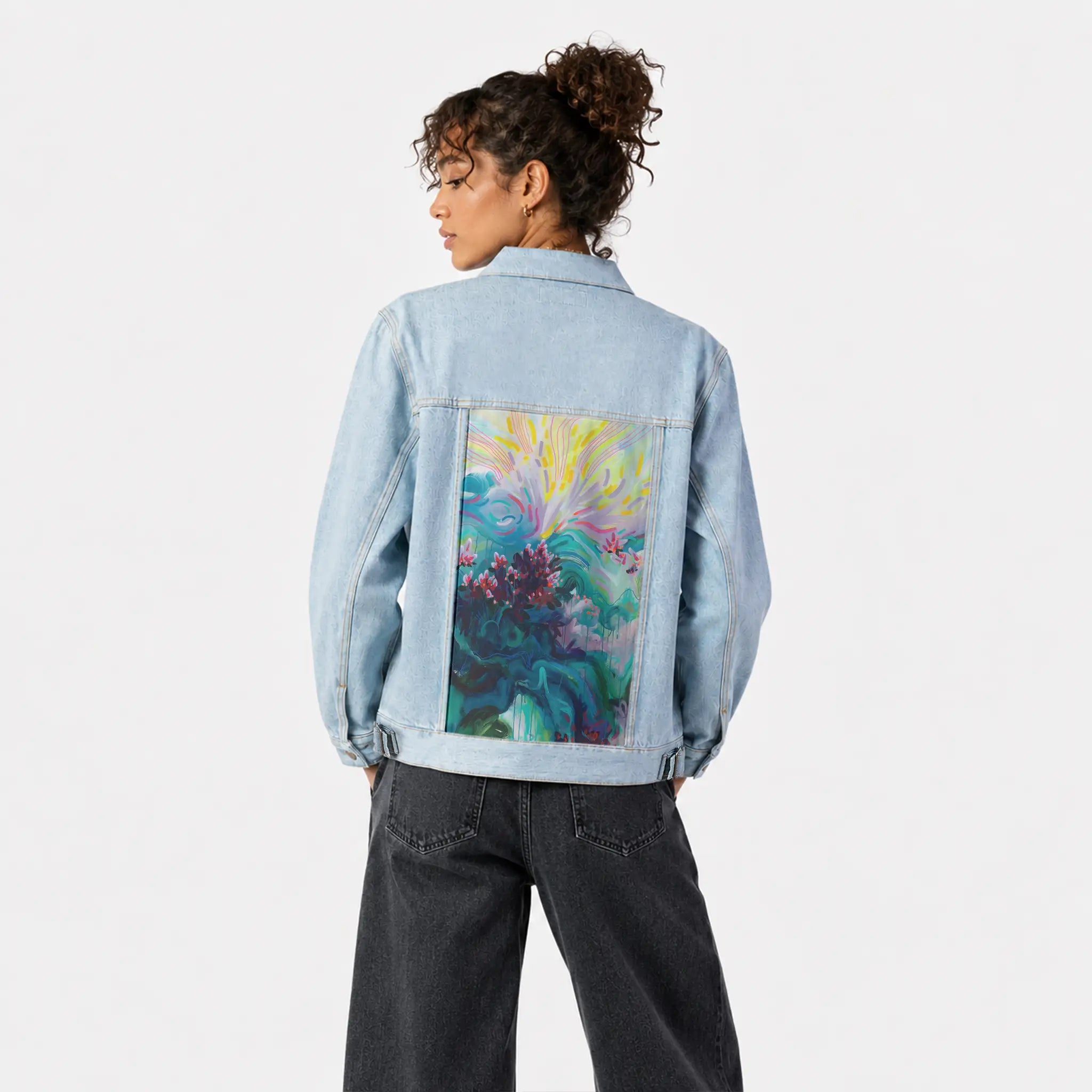 inthedeep patch on female og denim jacket in oceanside