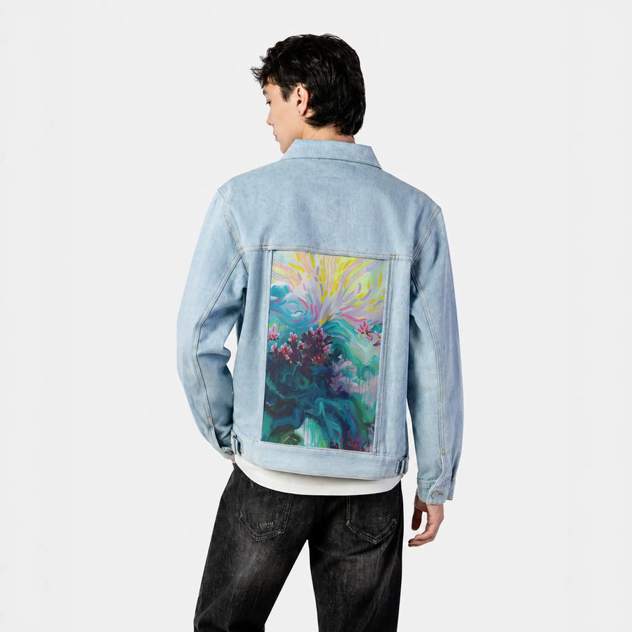 inthedeep patch on male og denim jacket in oceanside