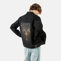 inthekingspalace patch on male og denim jacket in raven